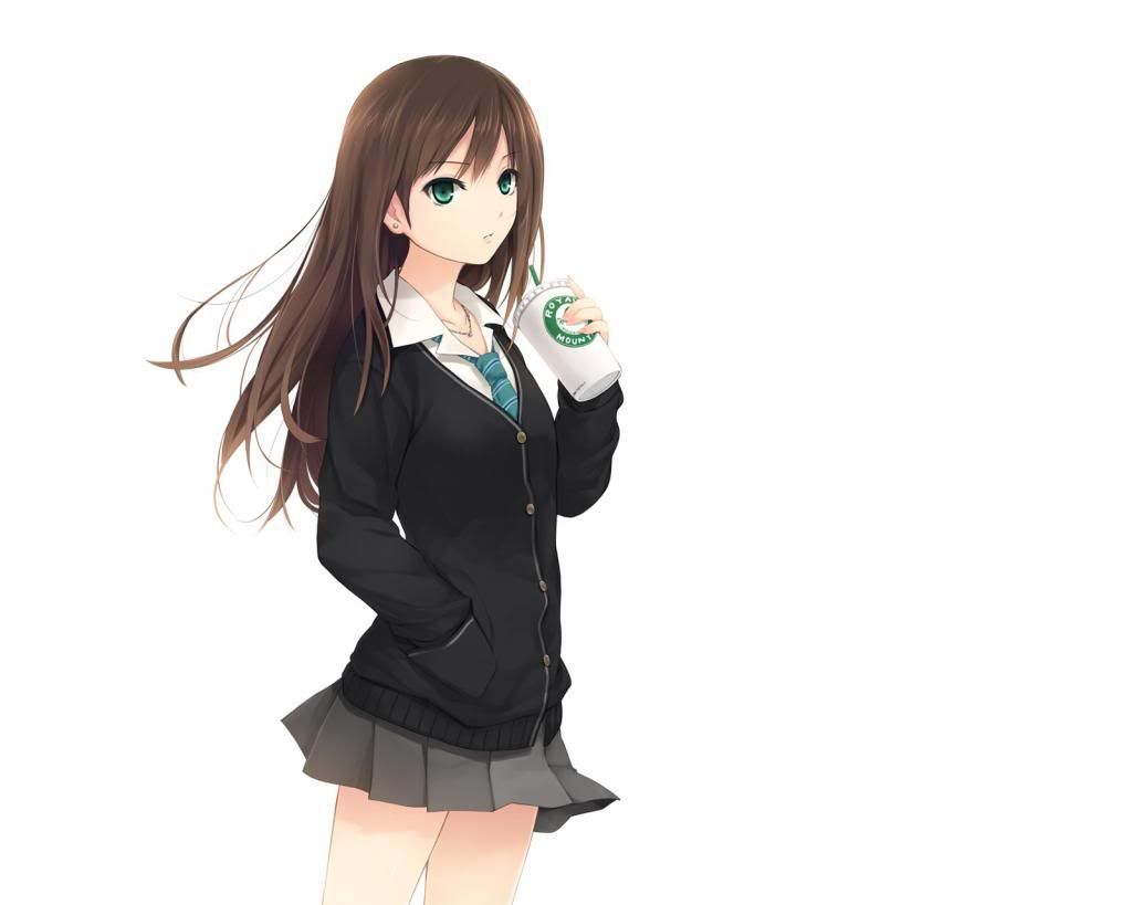 Anime Girl Brown Hair Green Eyes HD Wallpaper zpsf6a35740