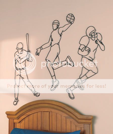 Basketball Football Baseball Sport Metal Wall Plaque Boys Bedroom Man Cave Gift